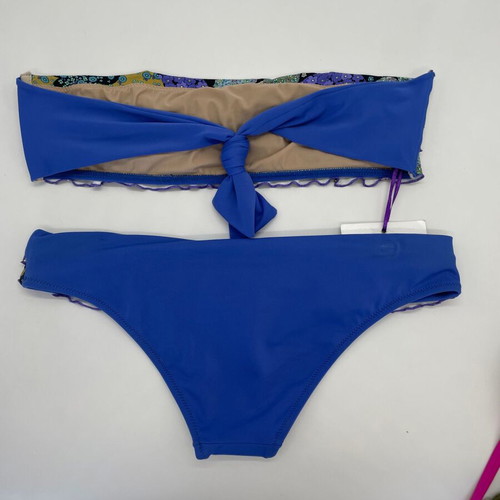 Bilitis floral bandeau strapless cup B swimwear set new, purple