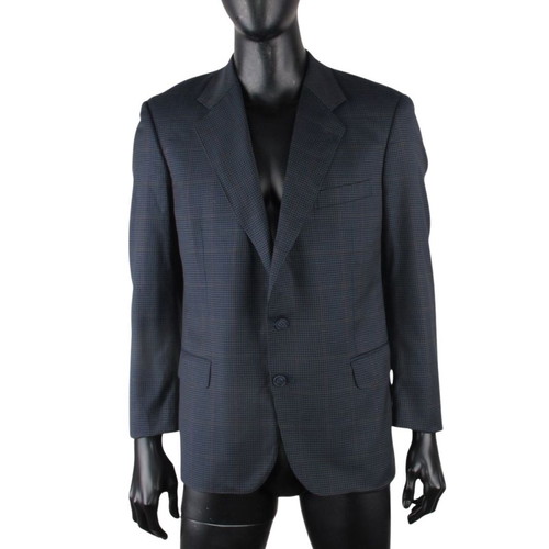 Kent & Curwen men's wool blazer size M blue windowpane