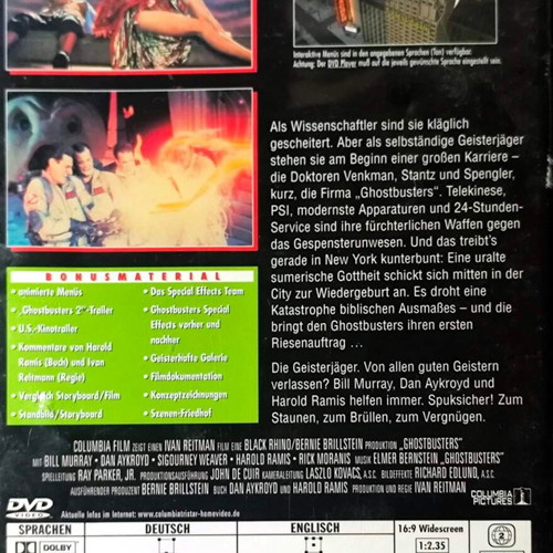 Ghostbusters 1 and 2 DVD, adventure fantasy comedy