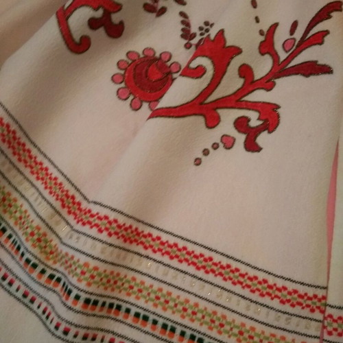Embroidered towel used, decorative fabric wall hanging, 1970s