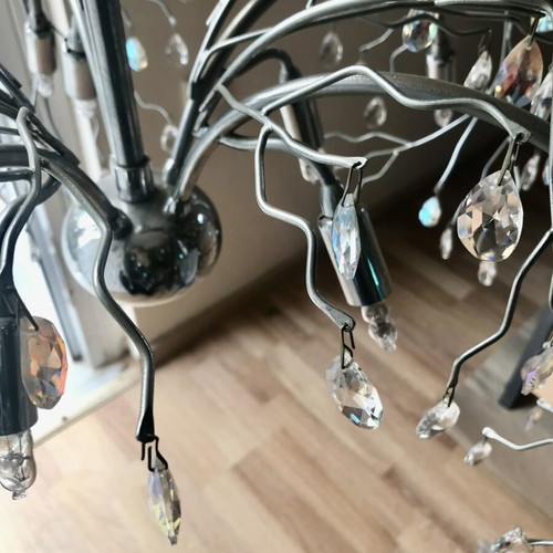 Luxury ceiling light with Swarovski crystals like new, silver color