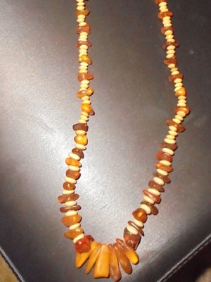 Vintage necklace with Baltic amber like new, orange