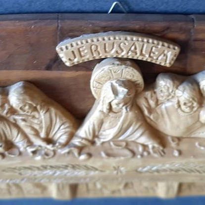 Wooden Last Supper souvenir used, relief from Jerusalem