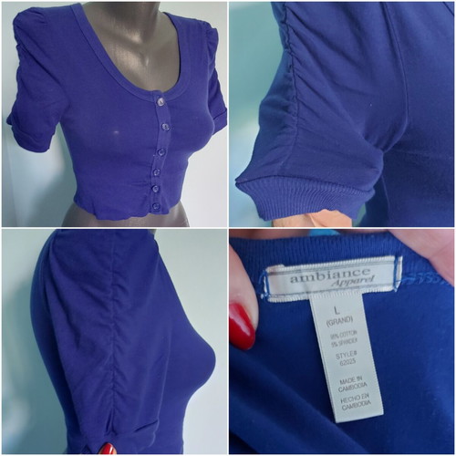 Ambiance apparel women's branded top with puff sleeves like new