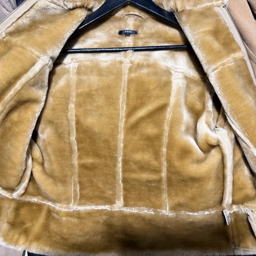 Mouton leather jacket used size M beige