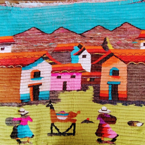 Peruvian woven textile new with Inca technique and natural dyes