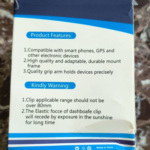 Car mobile phone mount with clip, black