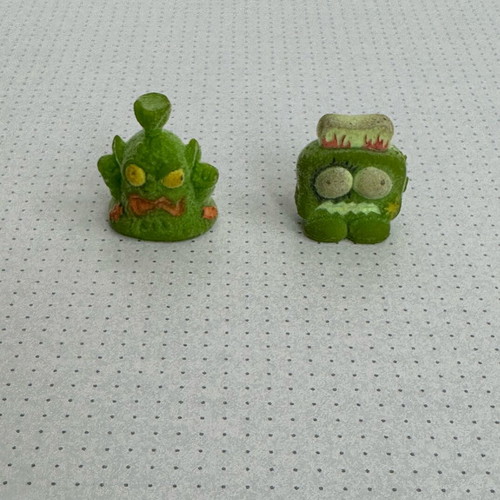 Retro monster figures set of 2 like new with flocked texture