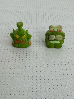 Retro monster figures set of 2 like new with flocked texture