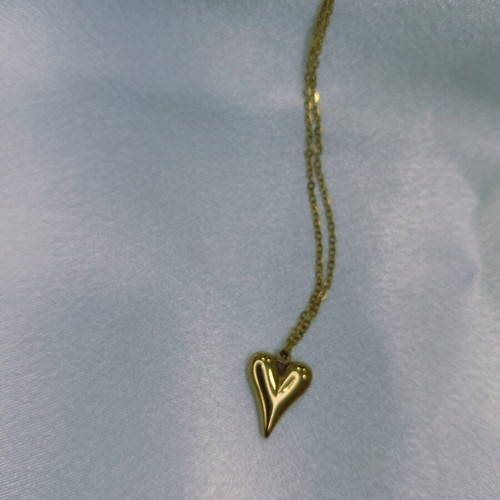 Stainless steel necklace with gold heart pendant new