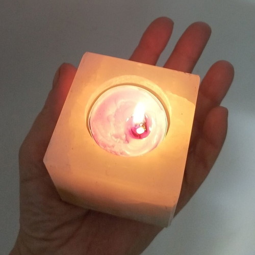 Onyx Marble Candlestick used, vintage SEKA S.A. collectible