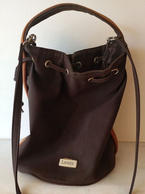 Кафява платнена чанта тип торба RALPH LAUREN, 21x26 см, леко използвана