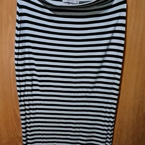 Cotton maxi skirt with horizontal black and white stripes. Size 26 (small)