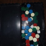 Mini backgammon with 5 different pieces, like new