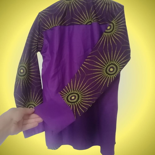 Jacket African Boho Style like new, purple and yellow sun pattern