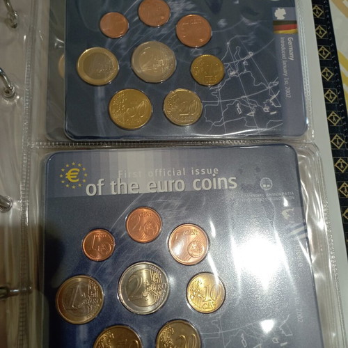 Complete Euro 2002 coin album with 12 countries, Brilliant Uncirculated