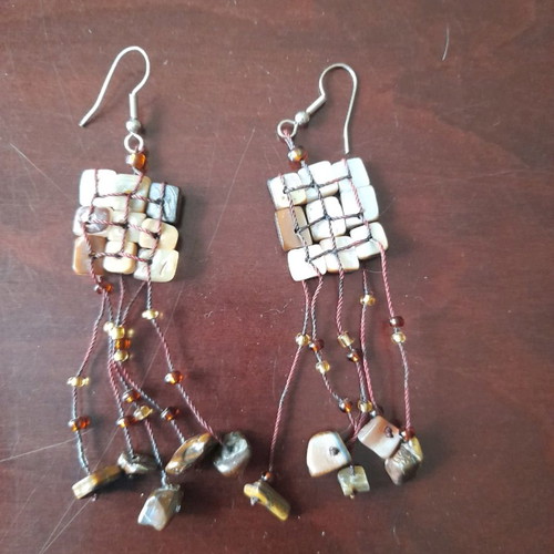 Handmade earrings with mother-of-pearl and stones new