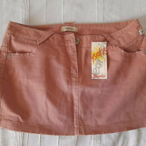 Ysatis skirt super mini denim new salmon 100% cotton size 2