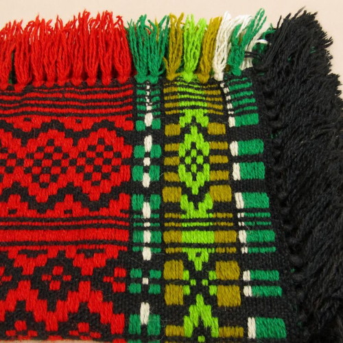 Traditional wool rug 150x67 cm with fringes vintage ethnic