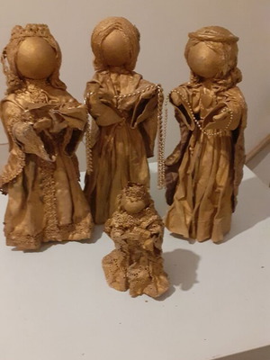 Handmade decorative angels used, set of 4 pieces