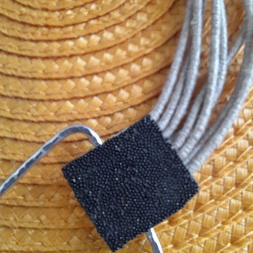 Necklace like new, large handmade, black and beige