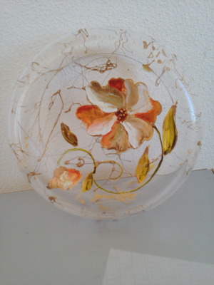Cup handmade glass with gold leaf decoration new, set of 2