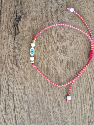Martaki bracelet with eye charm new, red