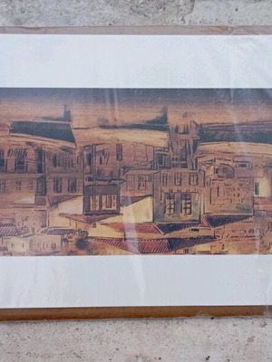 Lithograph artwork by Giannis Stavrou used, theme Hydra