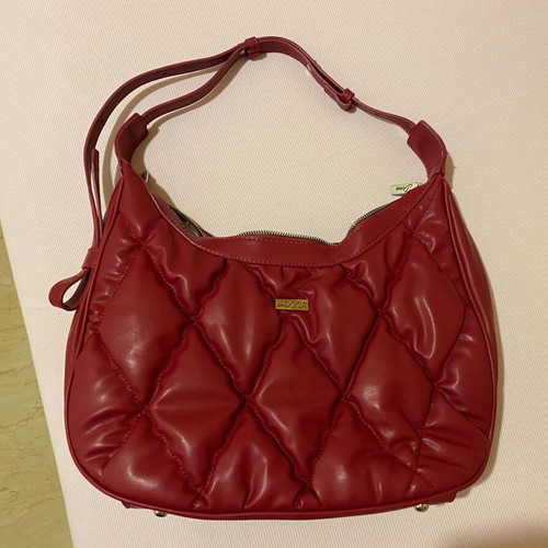 Doca shoulder bag burgundy fuchsia magenta medium size new