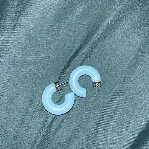 Earrings blue hoops new