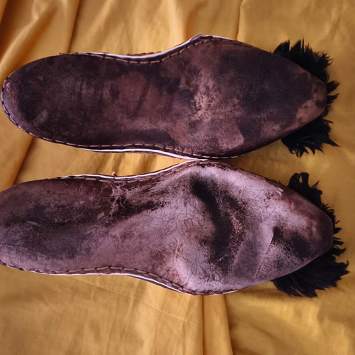Vintage leather tsarouhia used, size approx. 38-39