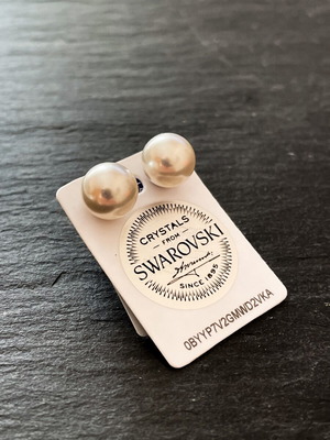 Σκουλαρίκια Swarovski κρεμ πέρλες 8 mm, ασήμι 925