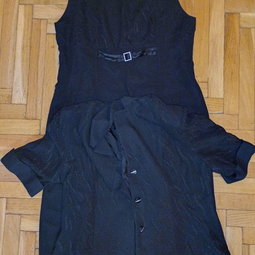 Dress with matching jacket dark blue midi size 52