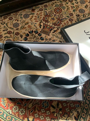 Fabric ankle boots new, black with white sole, size 38.5