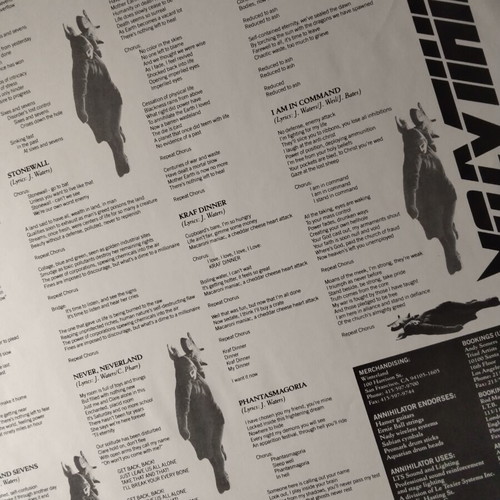 Annihilator Never Neverland LP used, metal, first press 1990