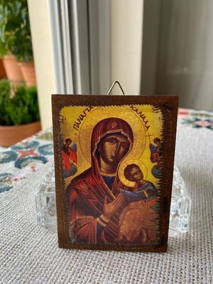 Vintage συλλεκτική αυθεντική ξύλινη εικόνα Παναγία Κανάλα σαν καινούργια