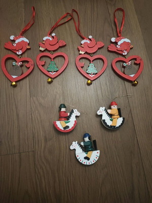Wooden Christmas heart ornaments like new