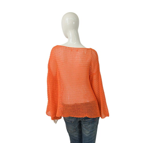 Vicolo orange women's blouse used, knitted open lightweight top