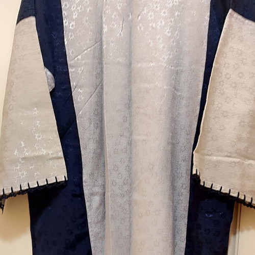 Ethnic maxi kaftan dress blue with handmade details