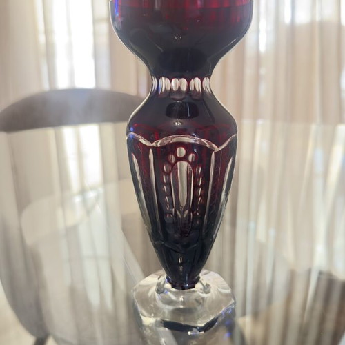 Vintage Czech Bohemian crystal vase, 20 cm