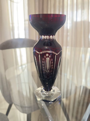 Vintage Czech Bohemian crystal vase, 20 cm