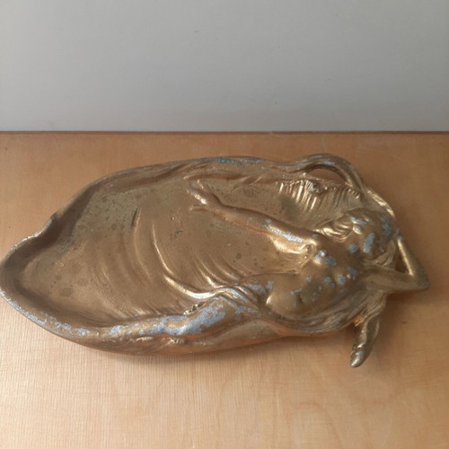 Art Nouveau decorative trinket dish used, cast metal