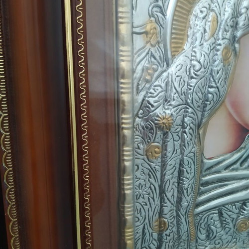 Panagia Thlimmeni icon new, made of noble metals with glass