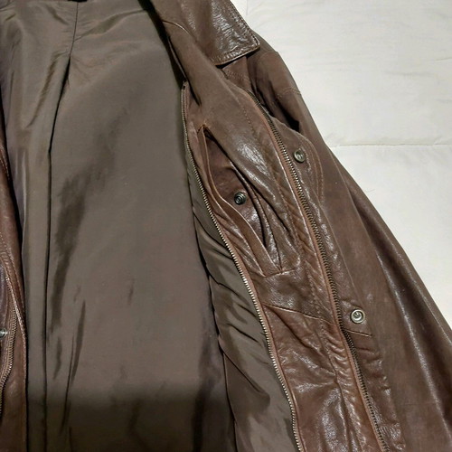 Salvatore Ferragamo men's leather jacket, brown, XL