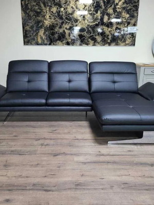Black leather corner sofa DANA new with adjustable headrests and armrests
