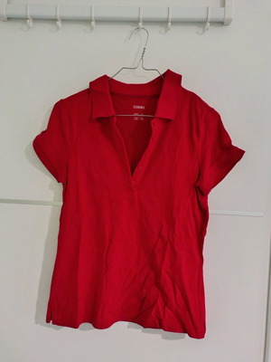 Esmara women's short-sleeve polo shirt used, red, size S