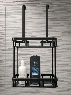 Bathroom Shelf metal 2-tier new black