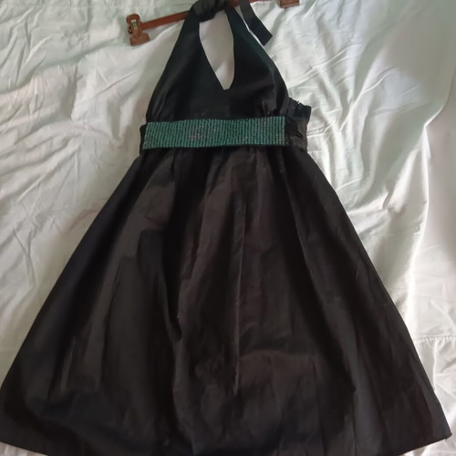 Enzzo dress medium with sequined belt, like new, black, cotton