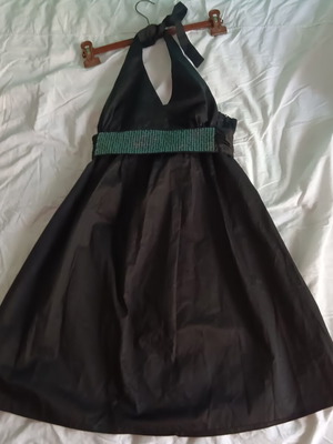 Enzzo dress medium with sequined belt, like new, black, cotton