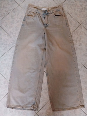Pull&Bear wide leg washed beige jeans size 36 new